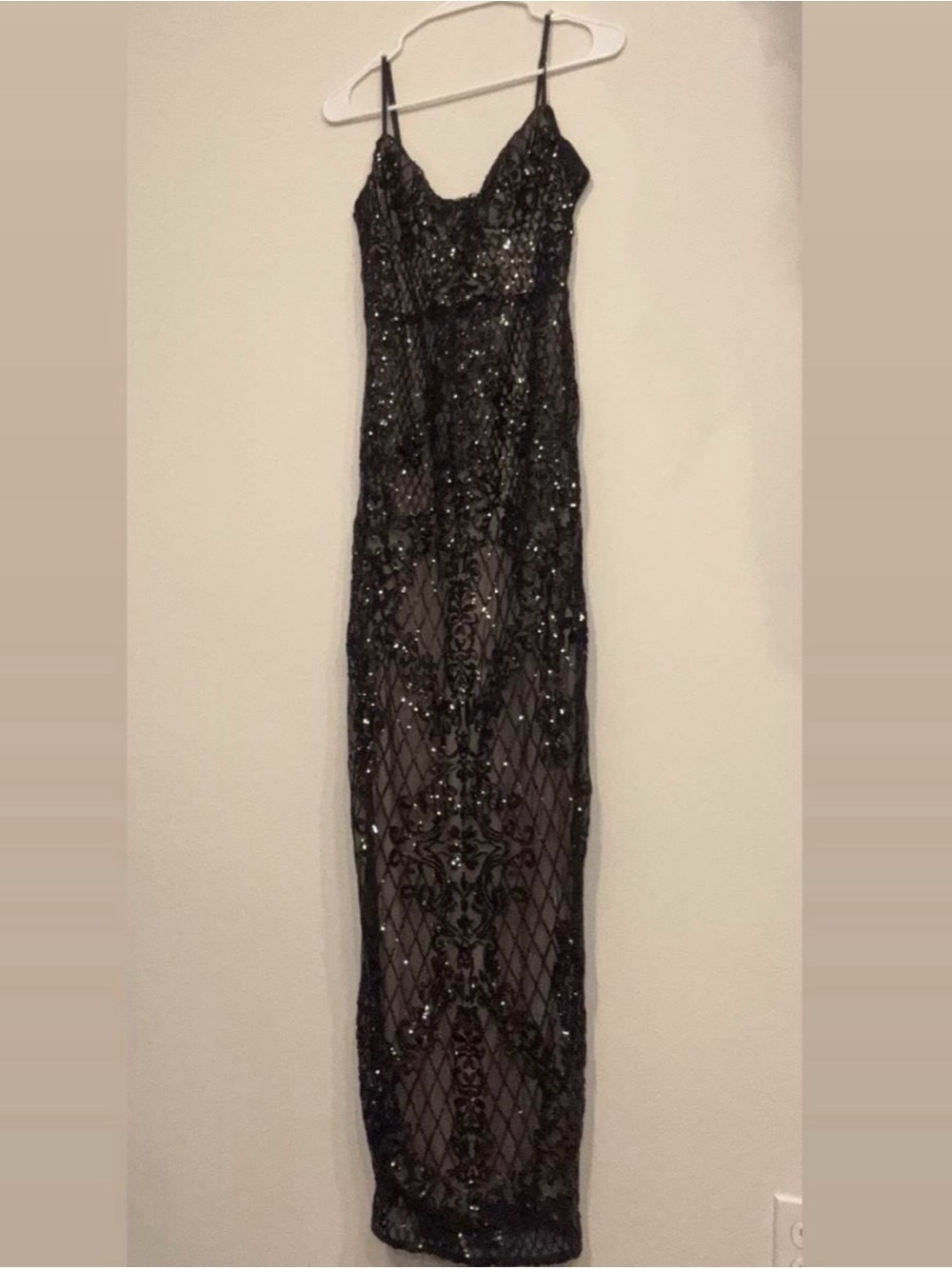 Lulu's Black Sequin Maxi Slip Dress